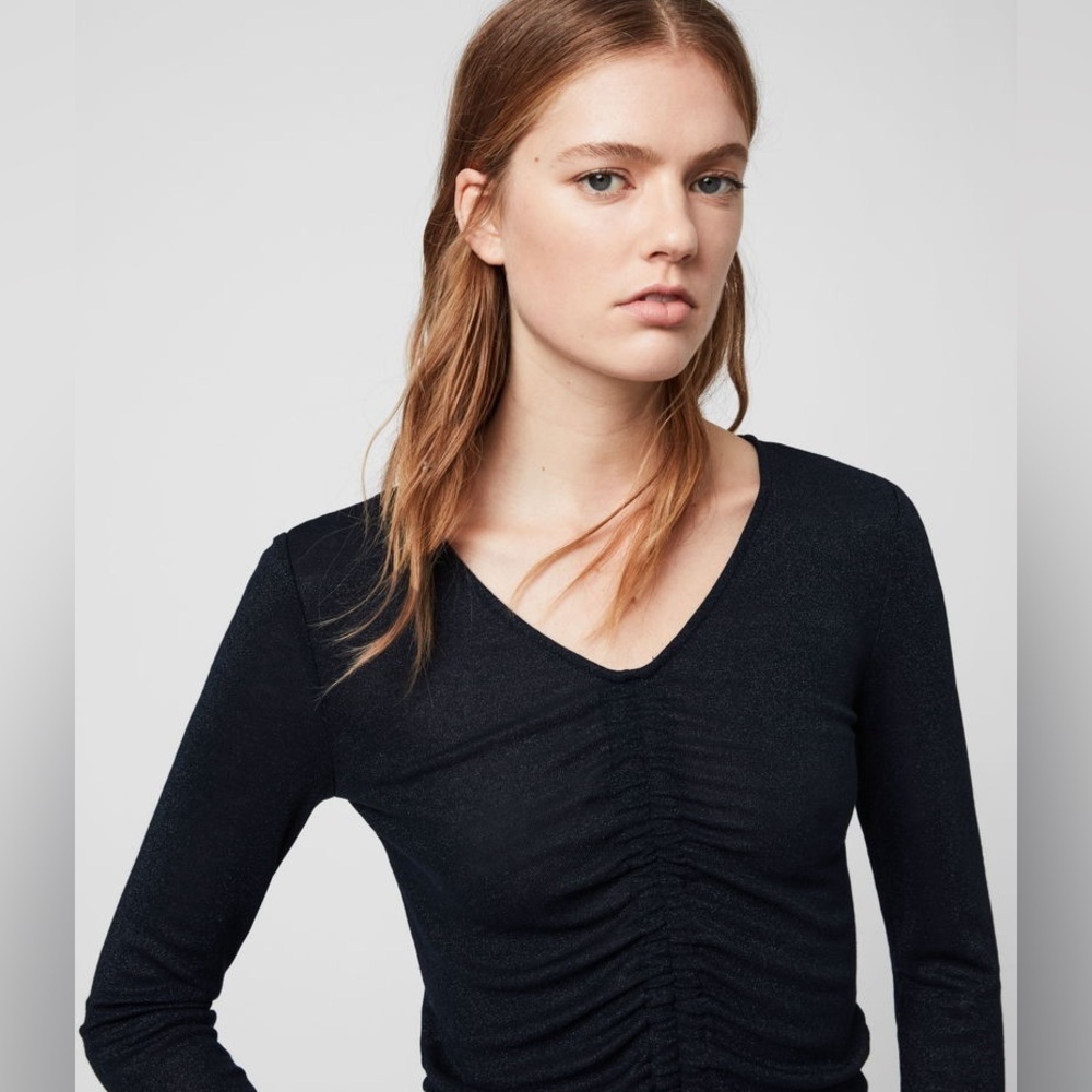 All Saints Ruched Sparkle Top - Picture 2 of 8